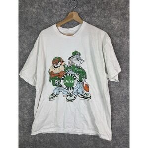 Vintage New York Jets Tshirt Mens XL Cartoon Looney Tunes Taz Bugs NFL Football